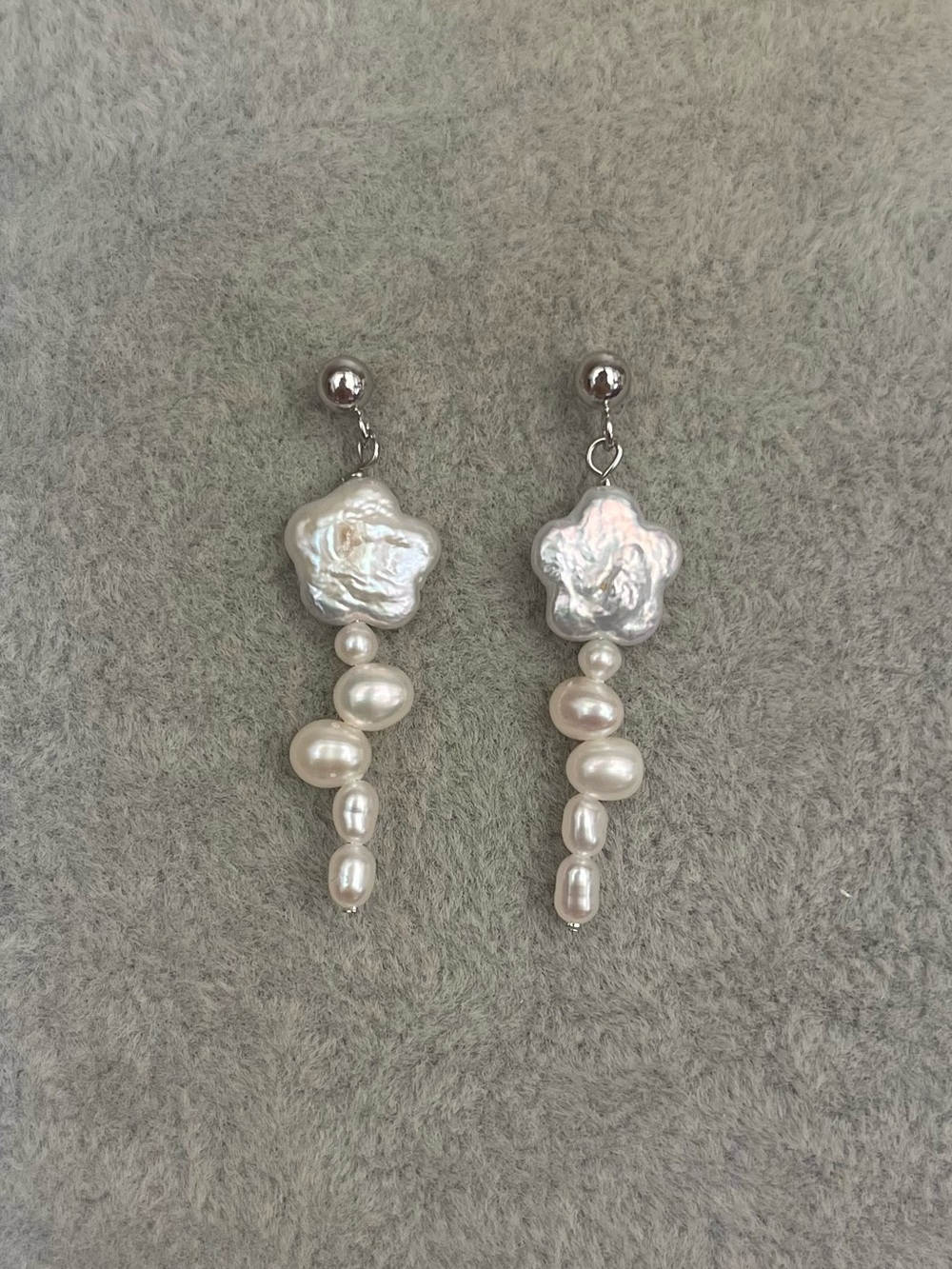 Delicate White Freshwater Pearl Drop Earrings -925 silver posts